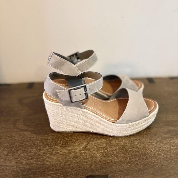 Circus By Sam Edelman Shoes Womens 8 Gray Espadrille‎ Wedge Sandals Ankle Strap - Picture 4 of 9